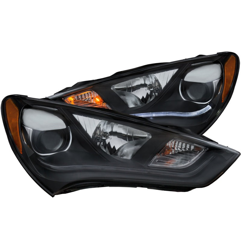ANZO 2013-2015 Hyundai Genesis Projector Headlights w/ Plank Style Design Black (HID Compatible) 121511