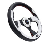 NRG Reinforced Steering Wheel (320mm) Blk w/White Trim & 4mm 3-Spoke RST-001WT