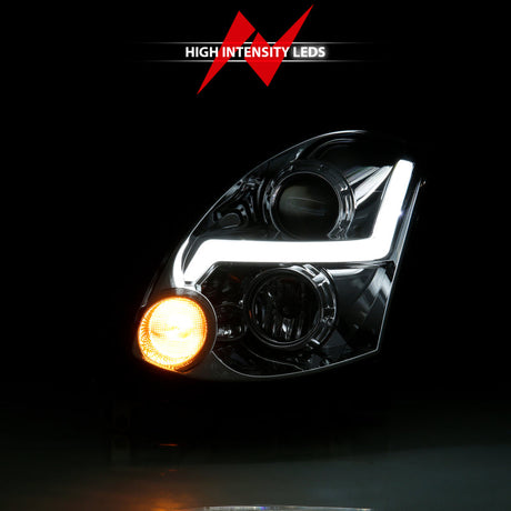 ANZO 2003-2007 Infiniti G35 Projector Headlight Plank Style Black (HID Compatible, No HID Kit ) 121557