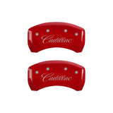 MGP 4 Caliper Covers Engraved Front & Rear Cursive/Cadillac Red Finish Silver Char 2016 Cadillac CT6 35026SCADRD