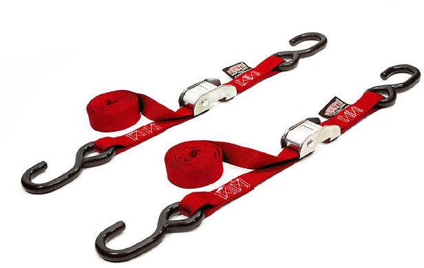 POWERTYE Tie-Down Cam S-Hook 1"X5.5' Red Pair 22261LOGO