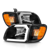 ANZO 00-04 Toyota Tundra (Fits Reg/Acc Cab Only) Crystal Headlights w/Light Bar Black w/Corner Light 111579