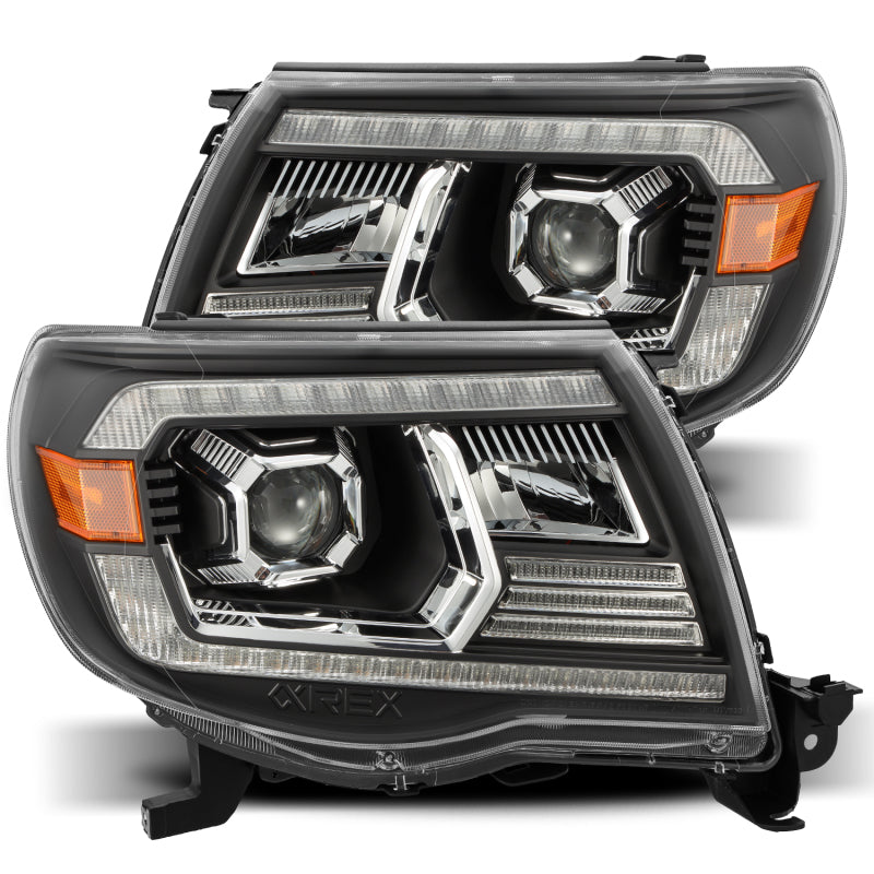 AlphaRex 05-11 Toyota Tacoma LUXX LED Projector Headlights Plank Style Black w/Activ Light and DRL 880741