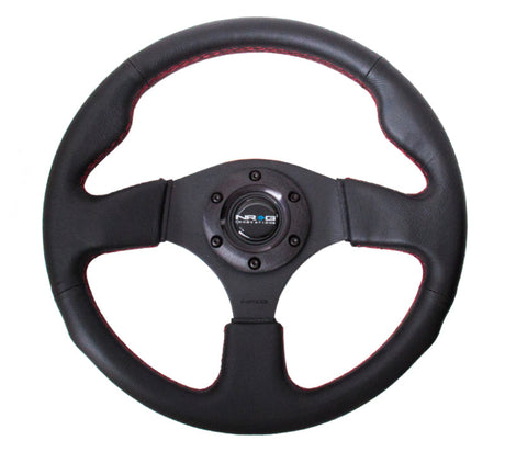 NRG Reinforced Steering Wheel (320mm) Leather w/Red Stitch RST-012R-RS
