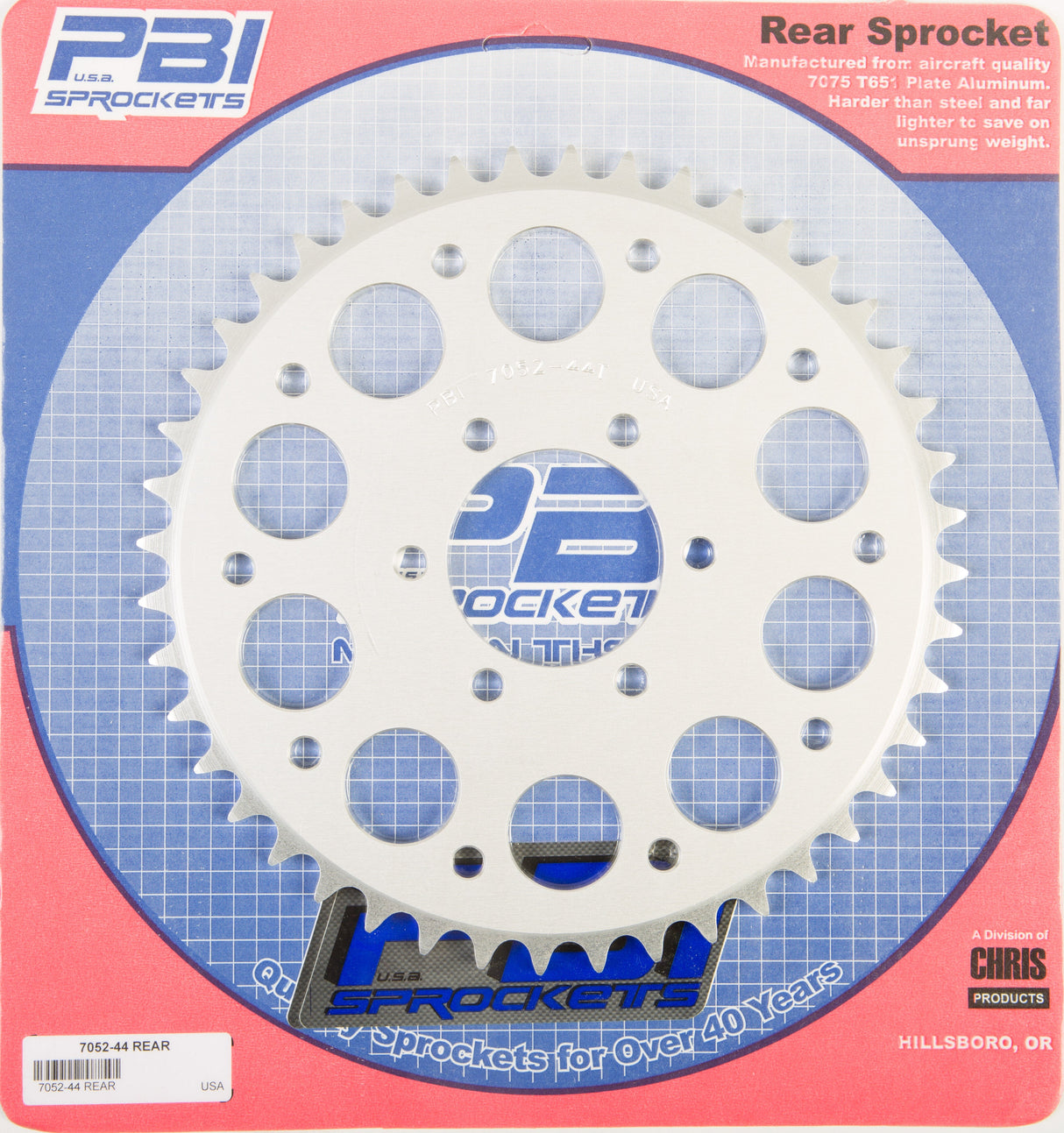 PBIRear Sprocket Aluminum 44t-520 Yam7052-44-3