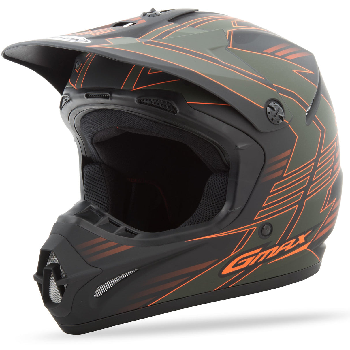 GMAX Gm-46.2x Off-Road Race Helmet Od Green/Orange Xs G3466713 TC-TC-3F