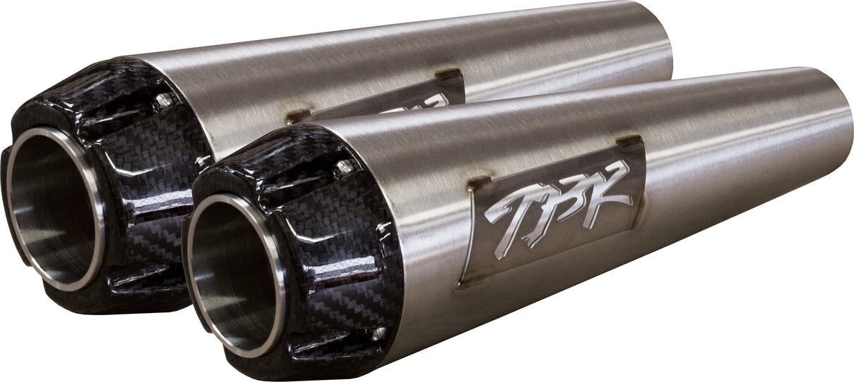 TBR Comp S Slip-On Softail Fatbob Brushed W/Cf End Cap 005-5040499D
