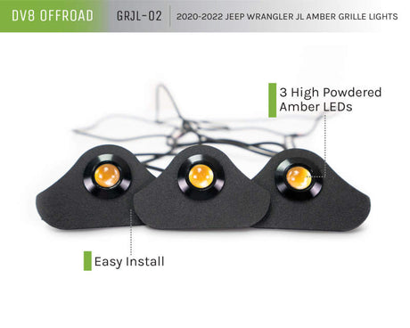 DV8 Offroad 2018+ Jeep JL Grill Amber Marker Lights GRJL-02