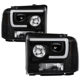 Spyder Ford F250/350/450 05-07 Projector Headlights - Light Bar DRL LED - Black PRO-YD-FS05V2-LB-BK 5084507