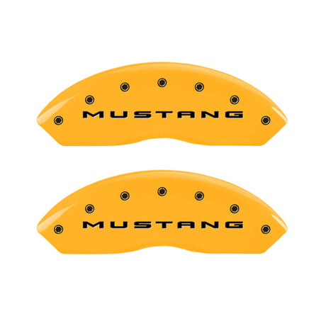 MGP 4 Caliper Covers Engraved Front 2015/Mustang Engraved Rear 2015/Bar & Pony ylw finish black ch 10202SMB2YL
