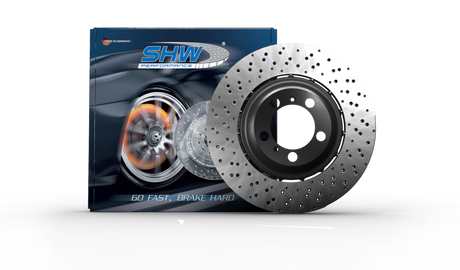 SHW 14-18 Audi RS7 4.0L Front Drilled-Dimpled Lightweight Wavy Brake Rotor (4G0615301AH) AFX47415