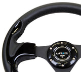 NRG Reinforced Steering Wheel (320mm) Blk w/Gloss Black Trim RST-001BK