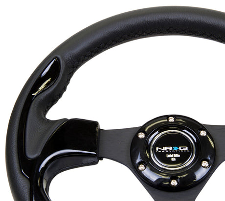 NRG Reinforced Steering Wheel (320mm) Blk w/Gloss Black Trim RST-001BK