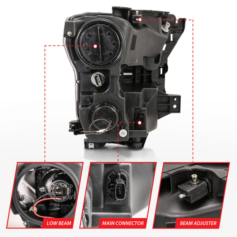 ANZO 15-17 Ford F-150 Project Headlights w/ Plank Style Design Black w/ Amber Sequential Turn Signal 111408