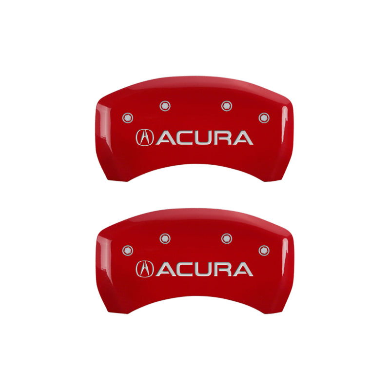 MGP 4 Caliper Covers Engraved Front & Rear Acura Red finish silver ch 39018SACURD