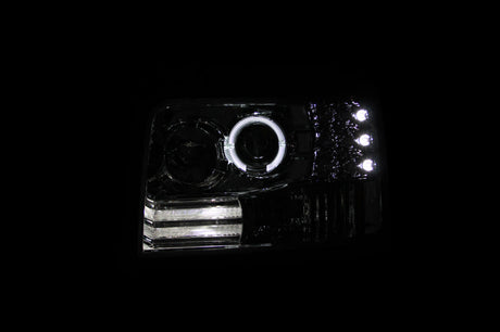 ANZO 1992-1996 Ford F-150 Projector Headlights w/ Halo Chrome w/ Side Markers and Parking Lights 111183