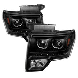 Xtune Ford F150 09-14 Projector Headlights Halogen Model Only LED Halo Black PRO-JH-FF15009-CFB-BK 9032226