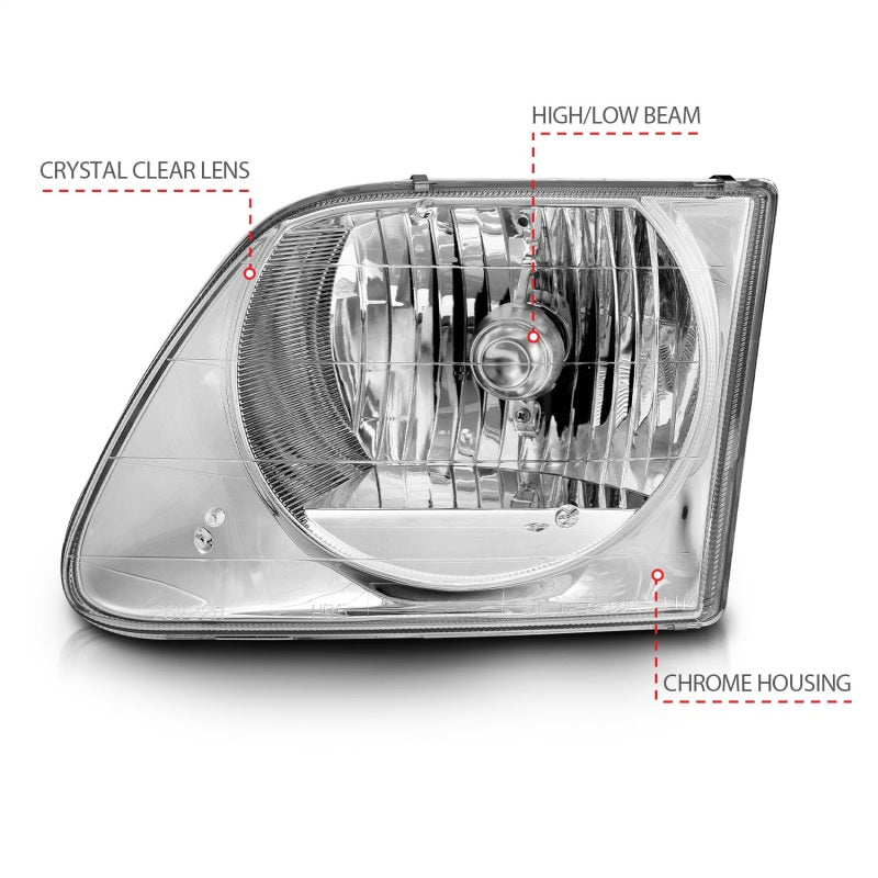 ANZO 1997-2003 Ford F-150 Crystal Headlights Chrome 111030