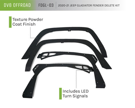DV8 Offroad 20-21 Jeep Gladiator Fender Flare Delete Kit FDGL-03