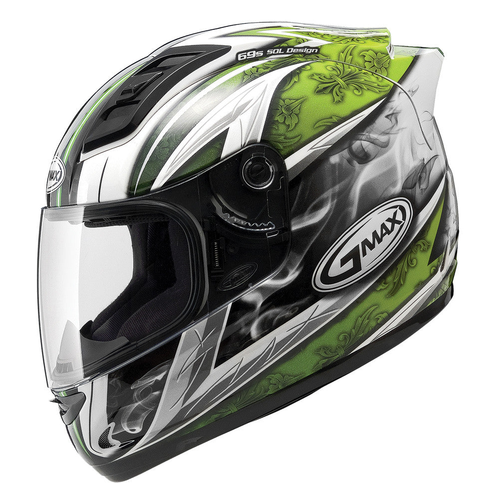 GMAX Gm-69 F/F Crusader Ii Helmet White/Green S G7691224 TC-3
