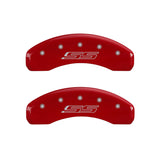 MGP 4 Caliper Covers Engraved Front Gen 5/Camaro Engraved Rear Gen 5/SS Red finish silver ch 14036SCS5RD