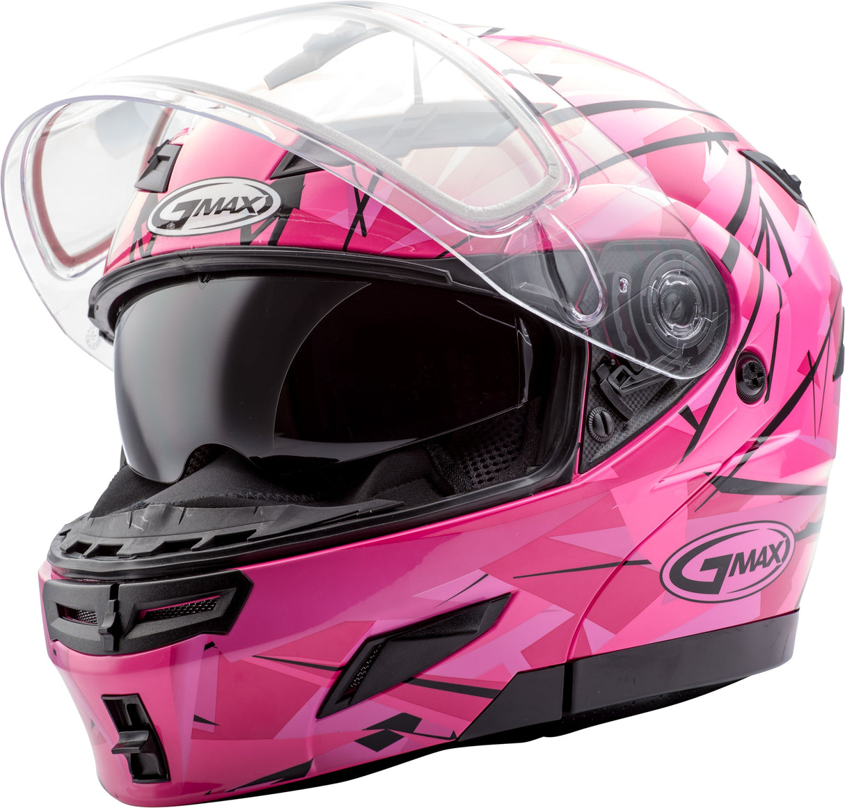 GMAX Gm-54s Modular Scribe Snow Helmet Hi-Vis Pink Md G2549405