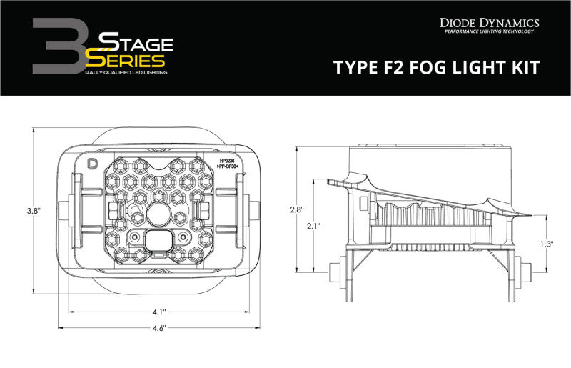 Diode Dynamics SS3 Pro Type F2 Kit ABL - Yellow SAE Fog DD7016