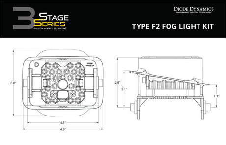 Diode Dynamics SS3 Pro Type F2 Kit ABL - Yellow SAE Fog DD7016