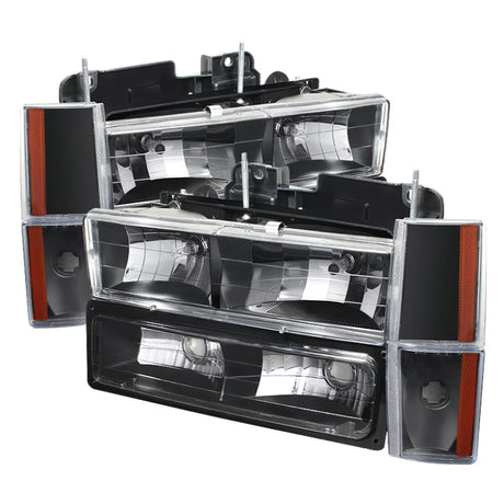 Xtune GMC Yukon 92-93 Crystal Headlights w/ Corner & Bumper Black HD-JH-GMCCK88-AM-BK-SET 5073518