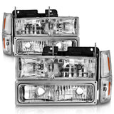 ANZO 88-98 Chevrolet C1500 Crystal Headlights Chrome w/ Signal and Side Marker Lights 111506