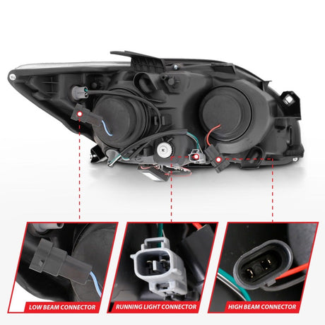 ANZO 2005-2010 Scion Tc Projector Headlights w/ Halo Black (CCFL) 121119