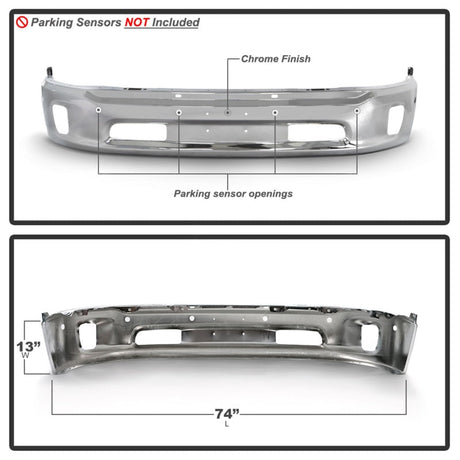 Spyder Dodge Ram 1500 14-18 Bottom w/Sensor w/Fog Light Hole Front Bumper - Chrome (OEM 68160857AA) 9948497