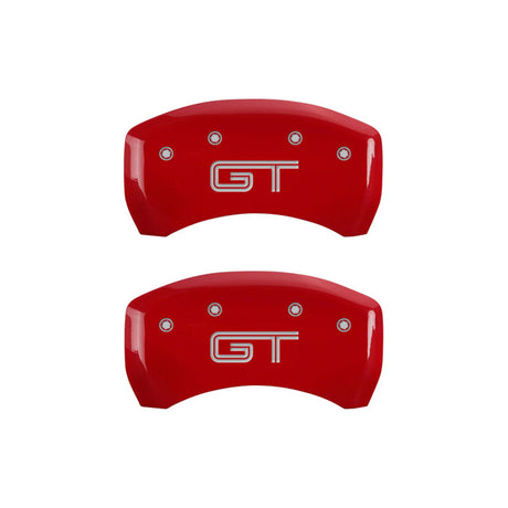 MGP 4 Caliper Covers Engraved Front Mustang Engraved Rear S197/GT Red finish silver ch 10197SMG2RD