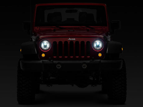Raxiom 97-18 Jeep Wrangler TJ/JK Axial Series LED Daymaker Headlights- Chrome Housing (Clear Lens) J108043