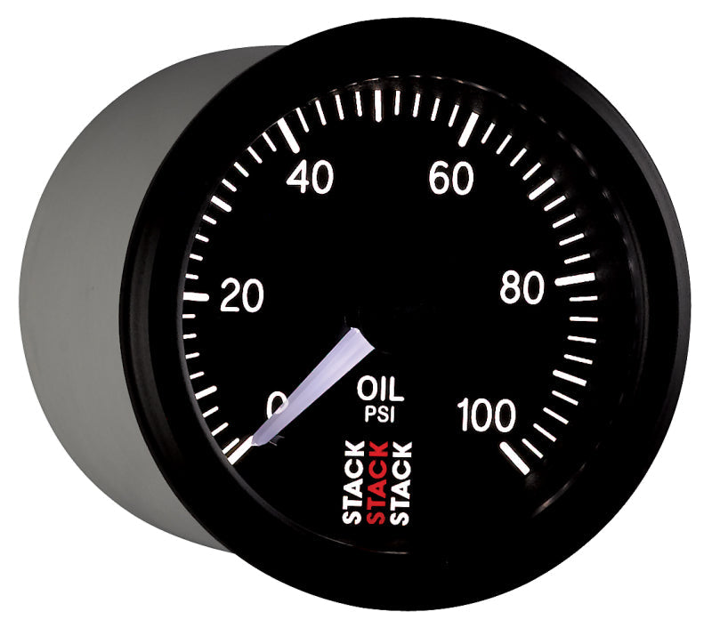 Autometer Stack 52mm 0-100 PSI 1/8in NPTF (M) Mechanical Oil Pressure Gauge - Black ST3102