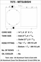 CSF 96-07 Mitsubishi Evo 4/5/6/7/8/9 Full-Slim Radiator w/12in Fan & Shroud/-16AN & Slip On Fitting 7075