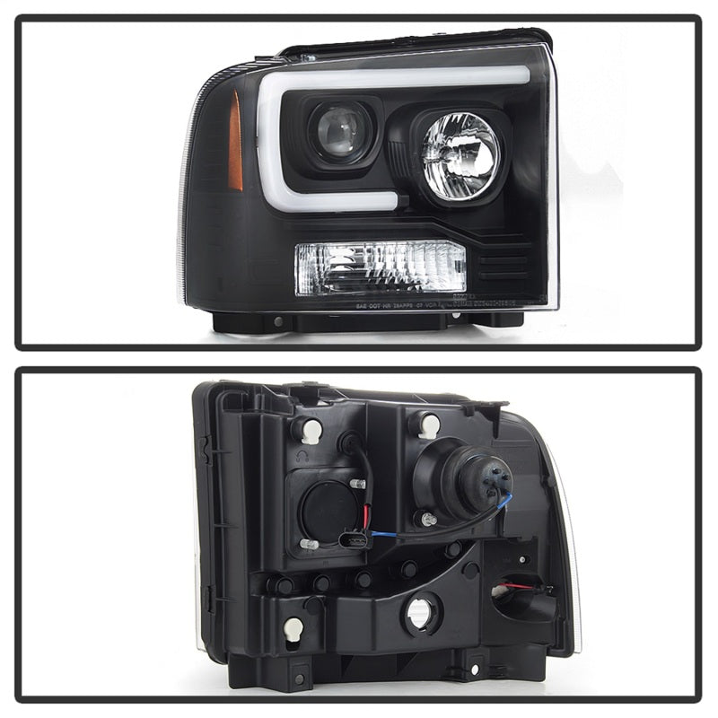 Spyder Ford F250/350/450 05-07 Projector Headlights - Light Bar DRL LED - Black PRO-YD-FS05V2-LB-BK 5084507