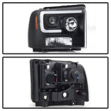 Spyder Ford F250/350/450 05-07 Projector Headlights - Light Bar DRL LED - Black PRO-YD-FS05V2-LB-BK 5084507