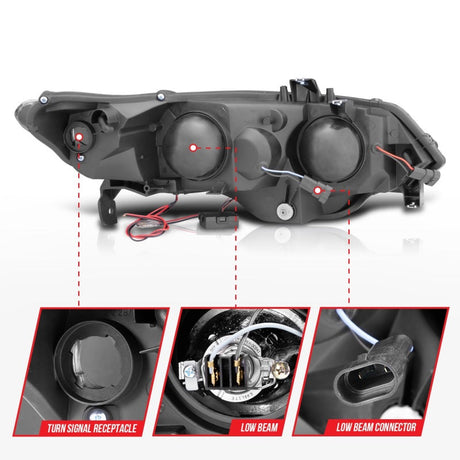 ANZO 2006-2011 Honda Civic Projector Headlights w/ Halo Chrome (CCFL) 121061