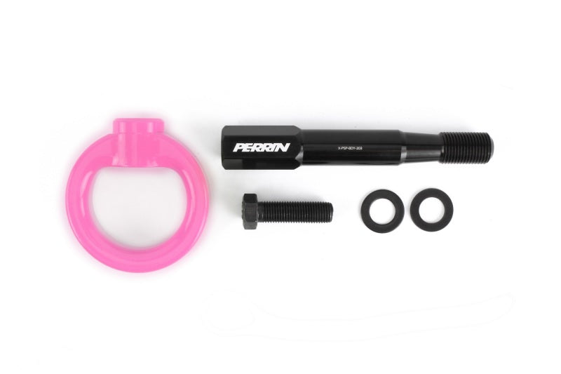 Perrin 15-17 Subaru WRX/STI Tow Hook Kit (Front) - Hyper Pink PSP-BDY-232HP