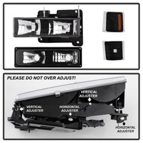 Xtune Chevy Suburban 94-98 Headlights w/ Corner & Parking Lights 8pcs Black HD-JH-CCK88-AM-BK-SET 5072221