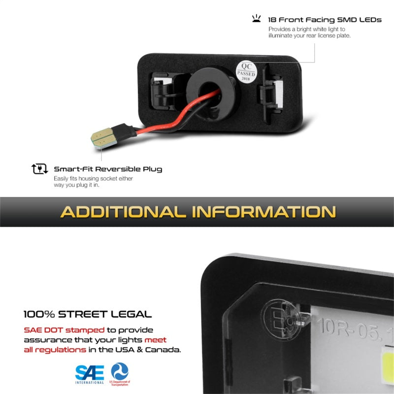 Xtune 13-18 Subaru BRZ T10 Connector LED License Plate Bulb Assembly White 5500K LAC-LP-SWRX08 -Pair 9045127