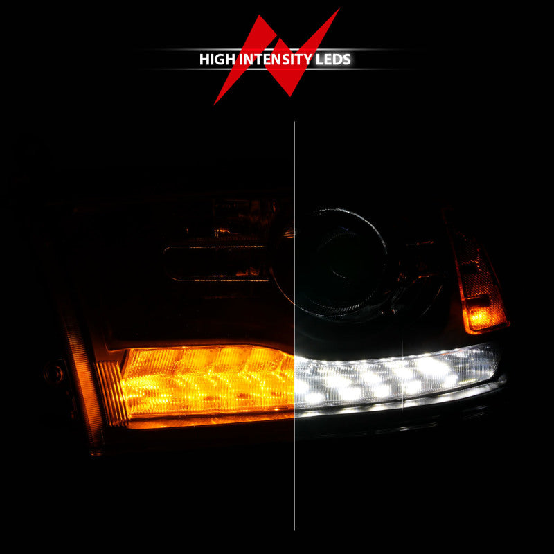 ANZO 09-18 Dodge Ram 1500/2500/3500 LED Plank Style Headlights Switchback + Sequential - Matte Black 111609