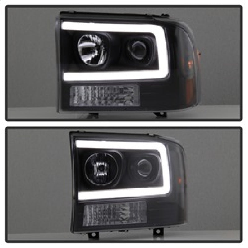 Spyder 99-04 Ford F250 Super Duty Projector Headlights - Light Bar - Black PRO-YD-FF25099V2-LB-BK 5084491