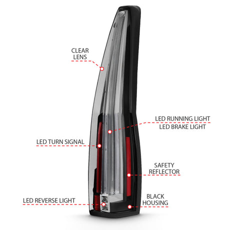 ANZO 2007-2014 Cadillac Escalade Led Taillights Red/Clear 311296