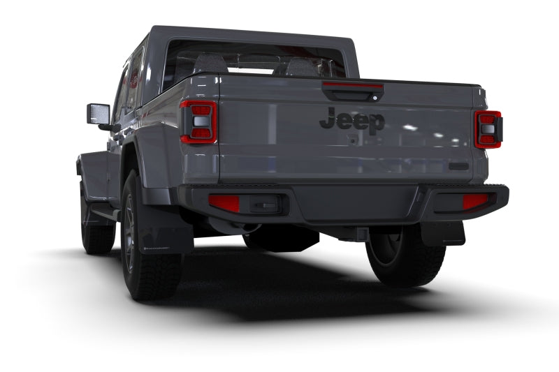 Rally Armor 19-23 Jeep JT Gladiator Mojave/Rubicon Black Mud Flap w/ Grey Logo MF104-BLK-GRY