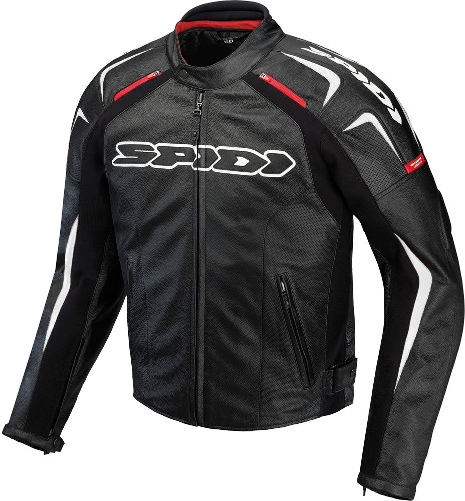SPIDI Track Leather Jacket Black/White E58/Us48 P120-011-58