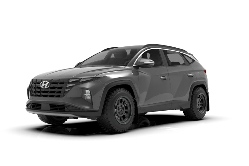 Rally Armor 2022 Hyundai Tucson Black UR Mud Flap - Metallic Black Logo MF75-UR-BLK-MBK