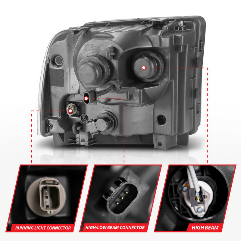 ANZO 99-04 Ford F250/F350/F450/Excursion (excl 99) Projector Headlights - w/Light Bar Chrome Housing 111552