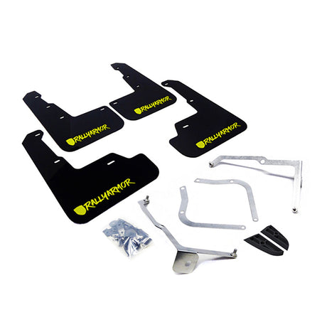 Rally Armor 15-21 Subaru WRX &amp; STI Black Mud Flap Green Altered Font Logo MF32-UR-BLK/CGN-X